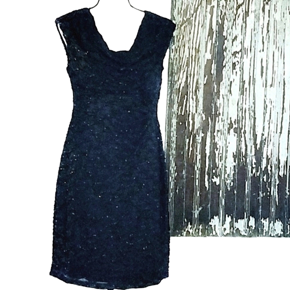 Connected Apparel Sleeveless Sheath Dress Black Size 10P